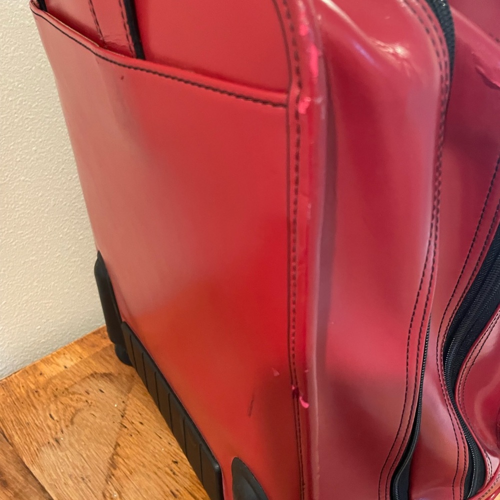 Jack Georges Milano Red Leather Rolling Laptop Briefcase/Vertical Wheeler - Picture 6 of 16
